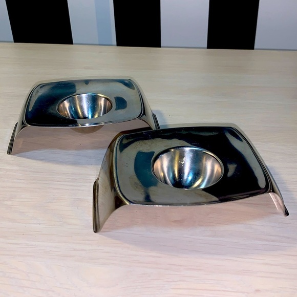 Set of 2 Silver Metal Egg Cups Hard Boiled Egg Holder Made in Germany Easter Egg - Picture 1 of 5